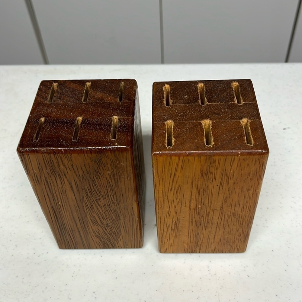 Pair of Wooden Knife Blocks Countertop Knife Holders Kitchen Storage